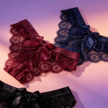 3 Pack Lace Bow Cheeky Panty