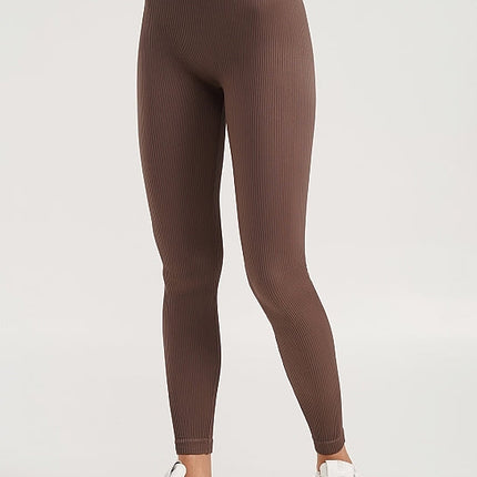 Seamless Ribbed High-Waisted Push-Up Leggings for Women - Yoga, Workout, Gym, and Casual Wear