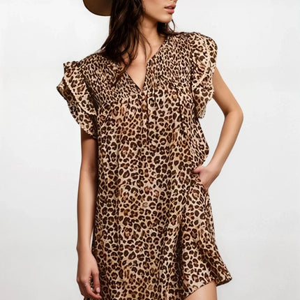 Desert Muse Leopard Ruffle Dress
