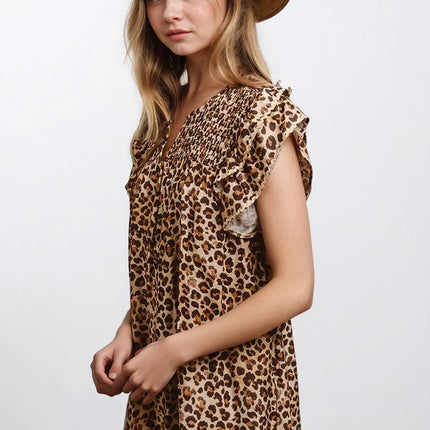 Desert Muse Leopard Ruffle Dress