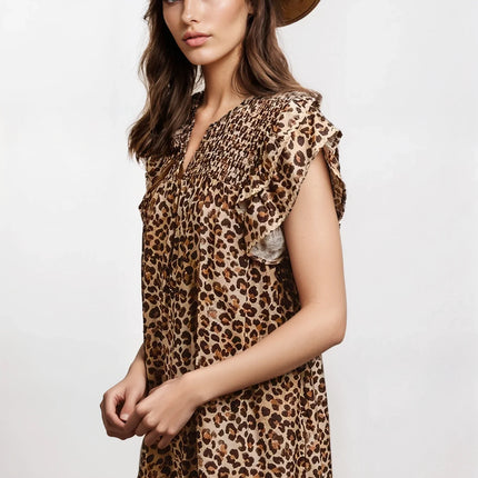 Desert Muse Leopard Ruffle Dress