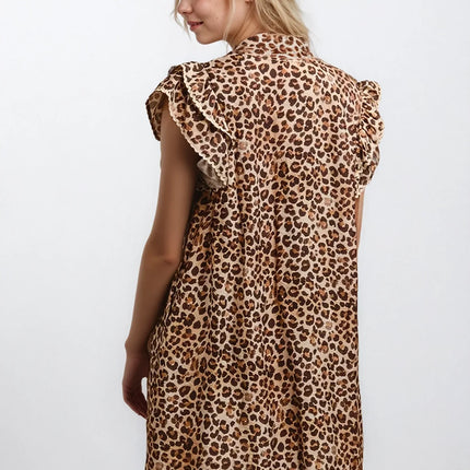 Desert Muse Leopard Ruffle Dress