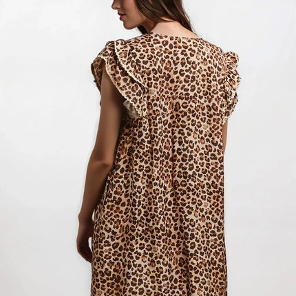 Desert Muse Leopard Ruffle Dress
