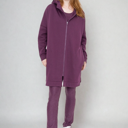 Cozy Comfort Zip Up Hoodie Jacket Burgundy