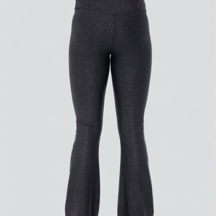 Luxe Edge Leather-Look Crossover Flare Leggings