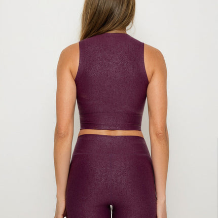 Luxe Edge Leather-Look Crossover  Crop Top