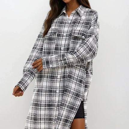 Oversized Long Plaid Shacket