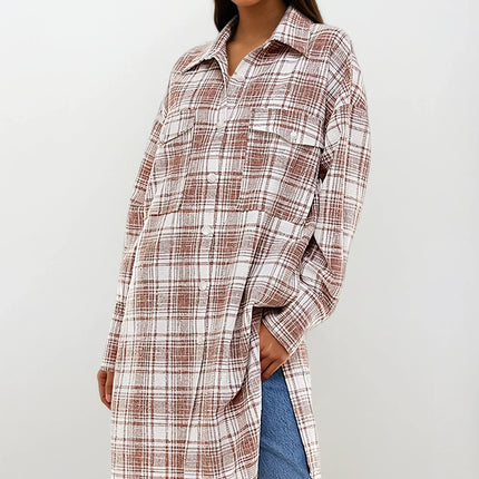 Oversized Long Plaid Shacket