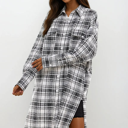 Oversized Long Plaid Shacket