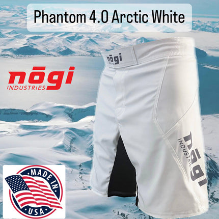 Phantom 4.0 Fight Shorts - Arctic White & Gray - MADE IN USA