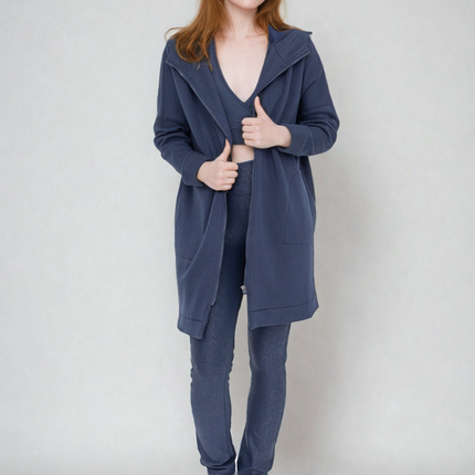 Cozy Comfort  Zip Up Hoodie Jacket  Teal Navy