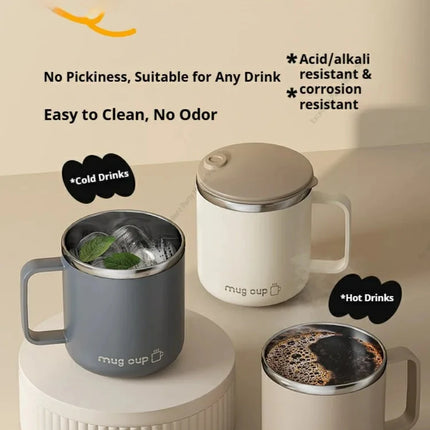 1pc 400Ml/13.5Oz Milk Coffee Cup Stainless Steel Double Wall Thermal Insulated Water Cups And Mugs Metal Coffee Cup Mug