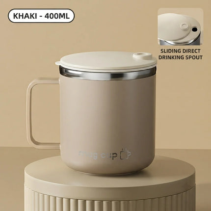 1pc 400Ml/13.5Oz Milk Coffee Cup Stainless Steel Double Wall Thermal Insulated Water Cups And Mugs Metal Coffee Cup Mug