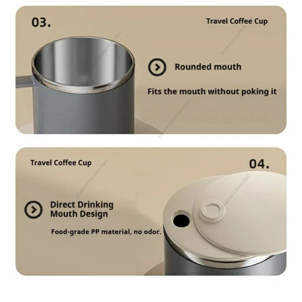 1pc 400Ml/13.5Oz Milk Coffee Cup Stainless Steel Double Wall Thermal Insulated Water Cups And Mugs Metal Coffee Cup Mug