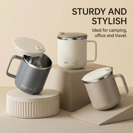 1pc 400Ml/13.5Oz Milk Coffee Cup Stainless Steel Double Wall Thermal Insulated Water Cups And Mugs Metal Coffee Cup Mug