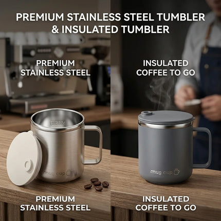 1pc 400Ml/13.5Oz Milk Coffee Cup Stainless Steel Double Wall Thermal Insulated Water Cups And Mugs Metal Coffee Cup Mug