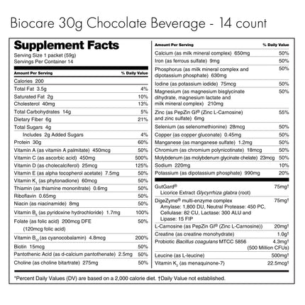 30G Protein Chocolate Biocare Dietary Beverage (14-Servings)