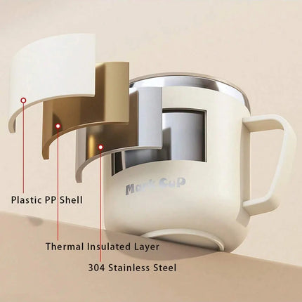 1pc 400Ml/13.5Oz Milk Coffee Cup Stainless Steel Double Wall Thermal Insulated Water Cups And Mugs Metal Coffee Cup Mug