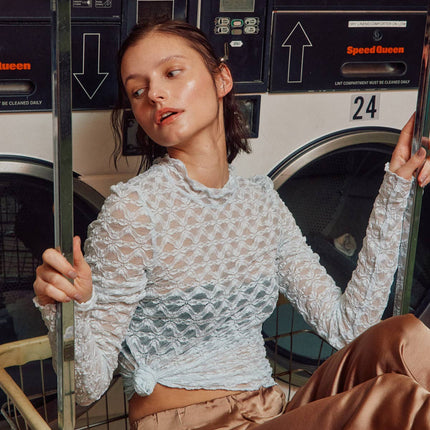 See-through Textured Lace Top