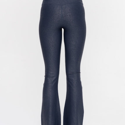 Luxe Edge Leather-Look Crossover Flare Leggings