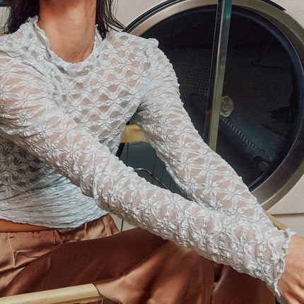 See-through Textured Lace Top
