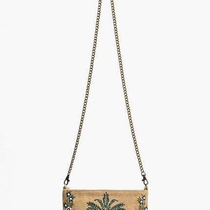 Desert Oasis Embellished Clutch – Luxe Handwoven Jacquard