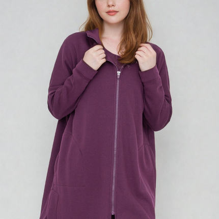 Cozy Comfort Zip Up Hoodie Jacket Burgundy