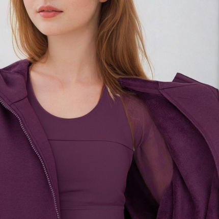 Cozy Comfort Zip Up Hoodie Jacket Burgundy