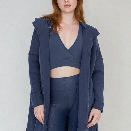 Cozy Comfort  Zip Up Hoodie Jacket  Teal Navy