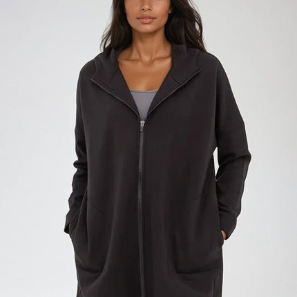 Cozy Comfort Zip Up Hoodie Jacket Black