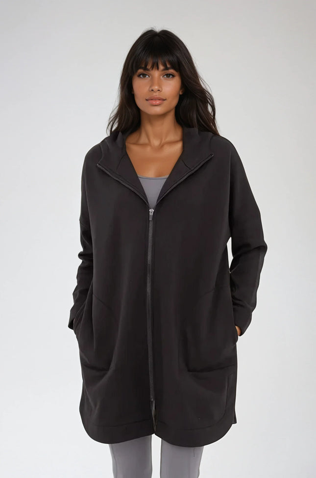 Cozy Comfort Zip Up Hoodie Jacket Black