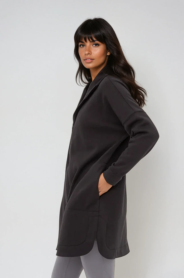 Cozy Comfort Zip Up Hoodie Jacket Black