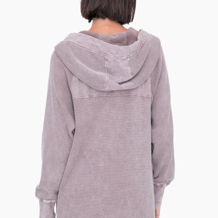 Oversized Waffle Knit Zip-Up Hoodie
