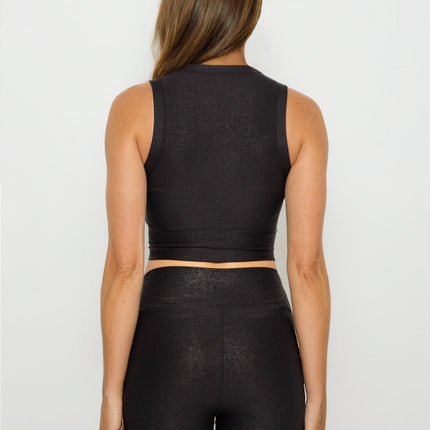 Luxe Edge Leather-Look Crossover  Crop Top