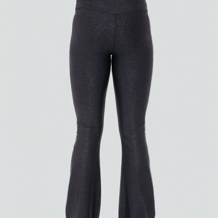 Luxe Edge Leather-Look Crossover Flare Leggings