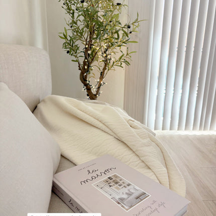 Angora and Wool | Ultra Soft Throw Blanket (solid, beige)